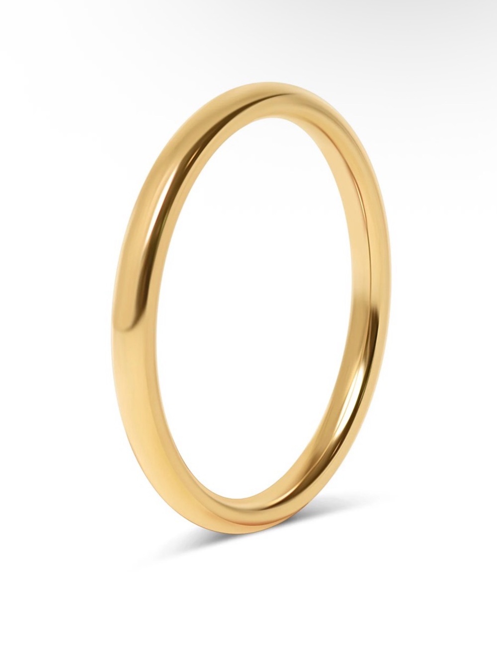 18K Gold PVD Smooth Band Ring, Size 7; 2mm width